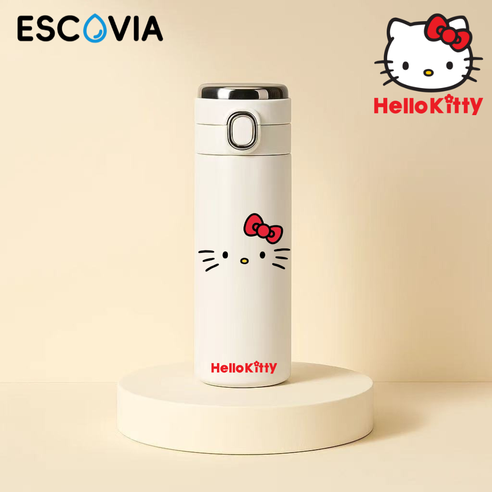 Garrafa Térmica Aço Inoxidavel Parede Dupla Sanrio Hellow Kitty com Termômetro Digital 420...