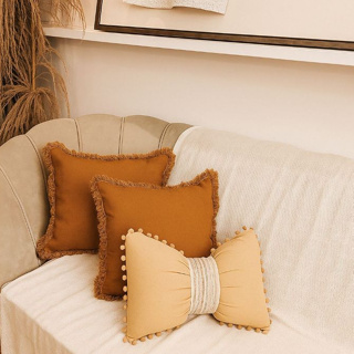 Kit Com 2 Almofadas 42x42 + Almofada Formato de Laço Baguete Estilo Boho Chic em Oferta na Shopee