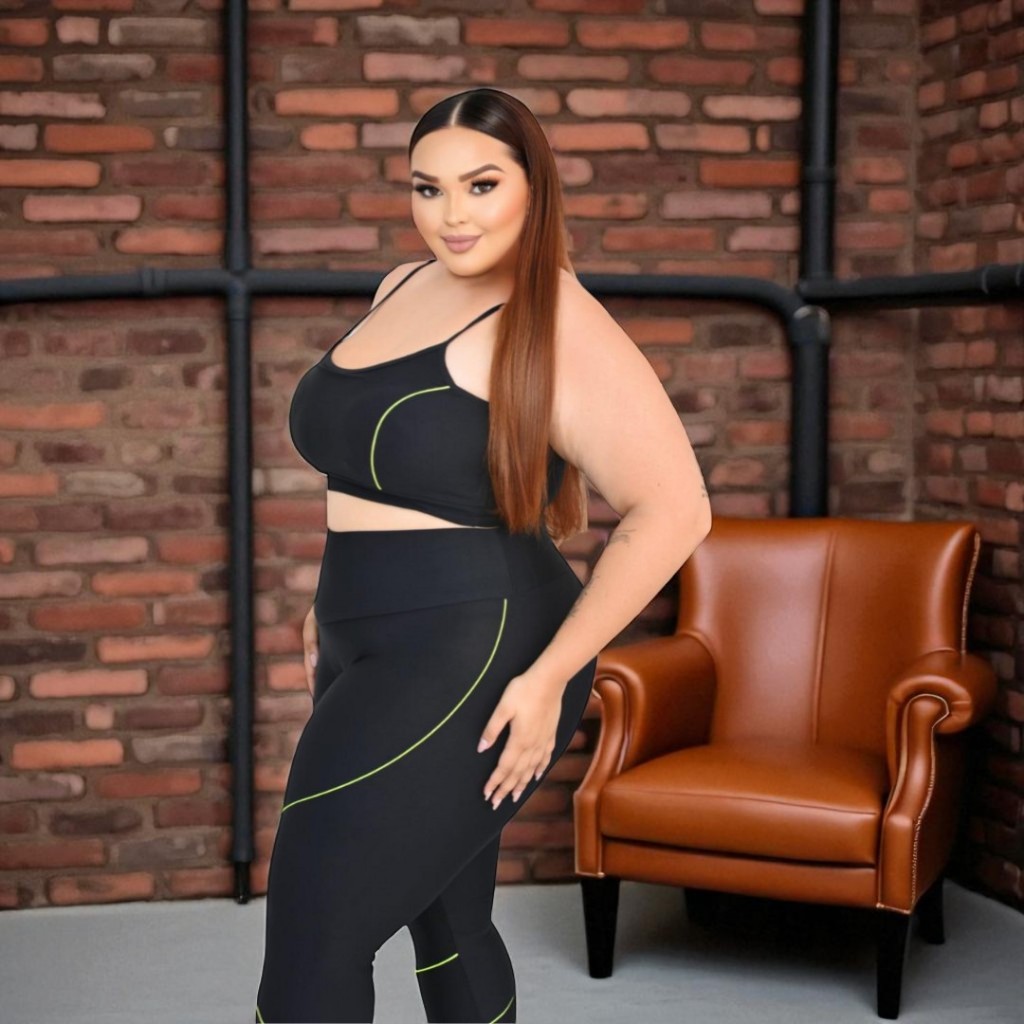 Conjunto Fit Plus Size Top e Calça Legging Em cintura Alta Confortáveis anjos mih