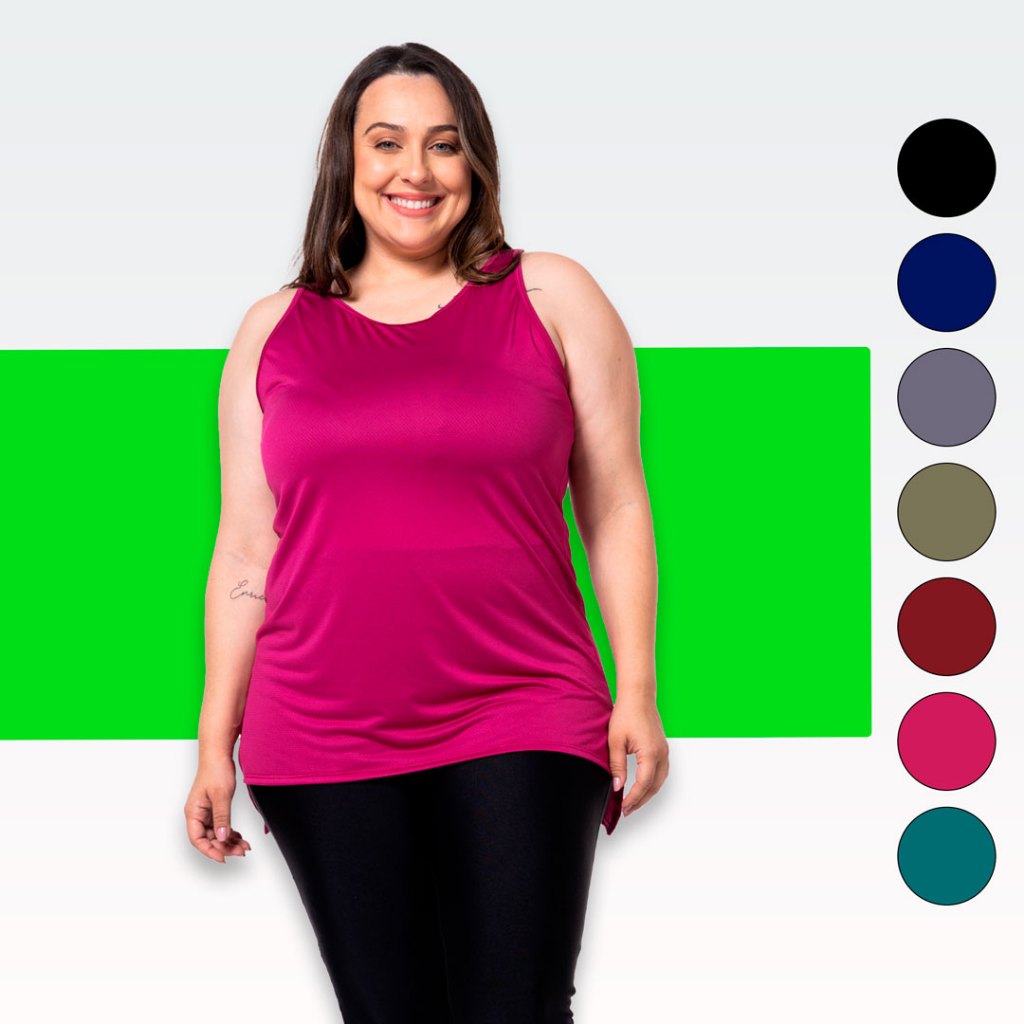 Regata mullet plus size feminina dry fit com modelagem tapa bumbum para treino fitness