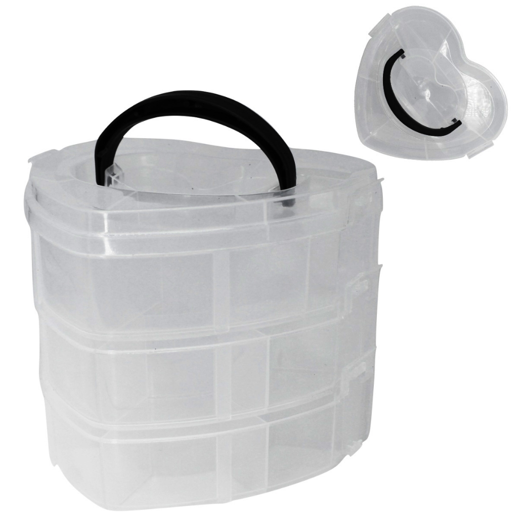 Caixa Organizadora Com Divisória Tipo Maleta - Plástico Coração 5 Divisórias em Oferta na Shopee