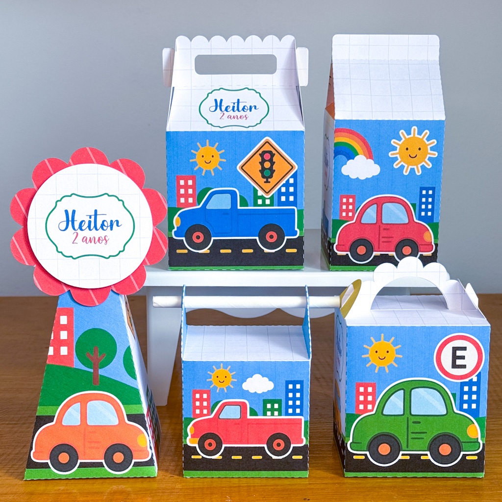 PEGUE E MONTE - Kit Caixinhas lembrancinhas personalizadas MEIO DE TRANSPORTE-CARRINHOS-VEICULOS