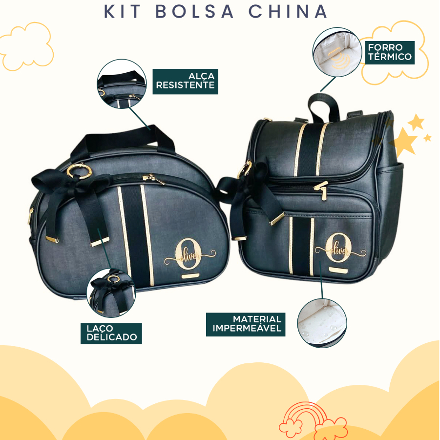 Bolsas Maternidade 2 Peças Bolsa e Mochila Personalizado Térmica Impermeável, Coleção China