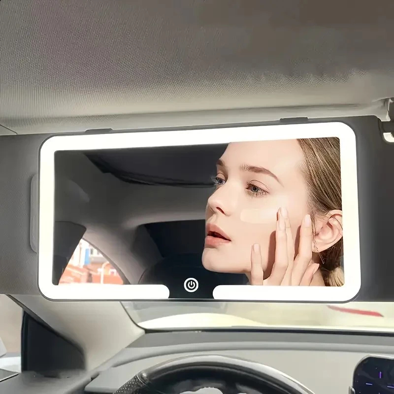 Espelho De Maquiagem Para Viseira Solar De Carro Com 3 Modos De Luz LED  Tela Sensível Ao Toque Regulável