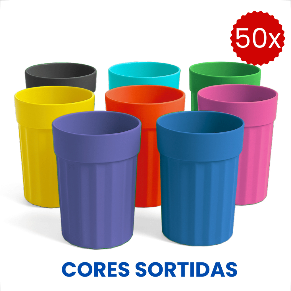50x Kit De Copos Plásticos 350ML Para Dia a Dia Festas Eventos Resistente Premium Festa Escolar em Oferta na Shopee