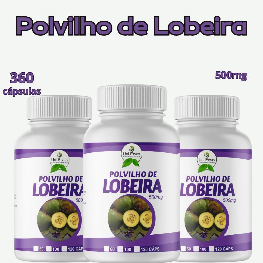 Suplemento Polvilho de Lobeira 120 Cápsulas 500mg em Oferta na Shopee