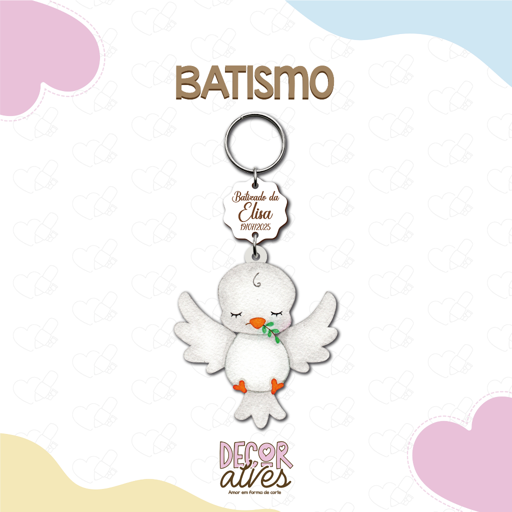 Batismo / Batizado - Chaveiro Personalizado MDF brilhoso Lembrancinha infantil