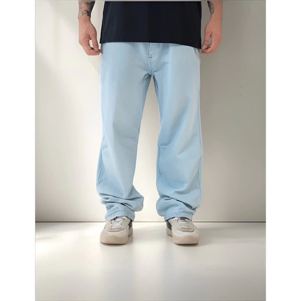 Calça Jeans Masculina Modelo Balão Baggy Reta Boca Larga