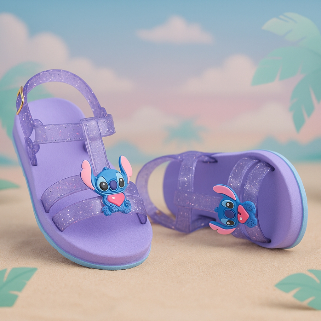 Sandália Stitch Infantil Estampa Fofa e Palmilha Confortável