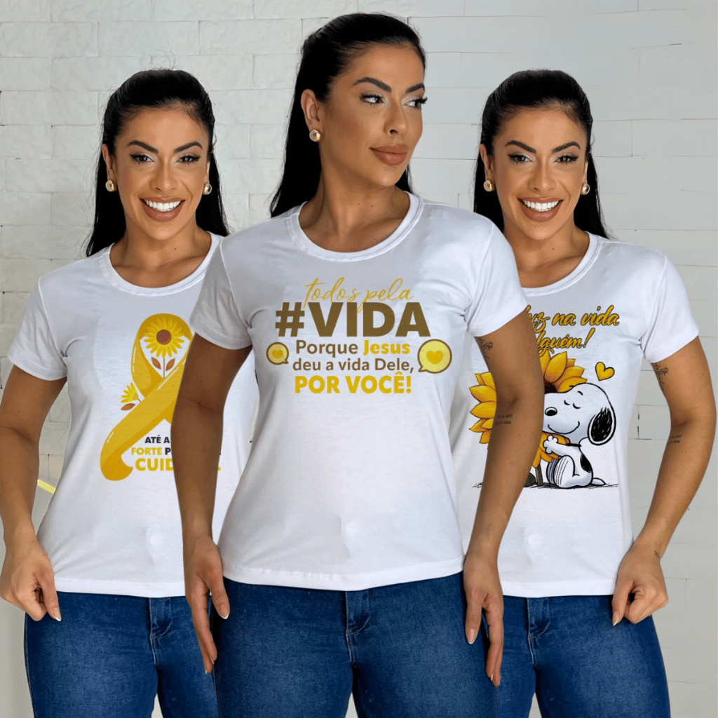 Blusa T-shirt Feminina Setembro Amarelo Camiseta Tshirt Baby Look Conscientização PP ao G2