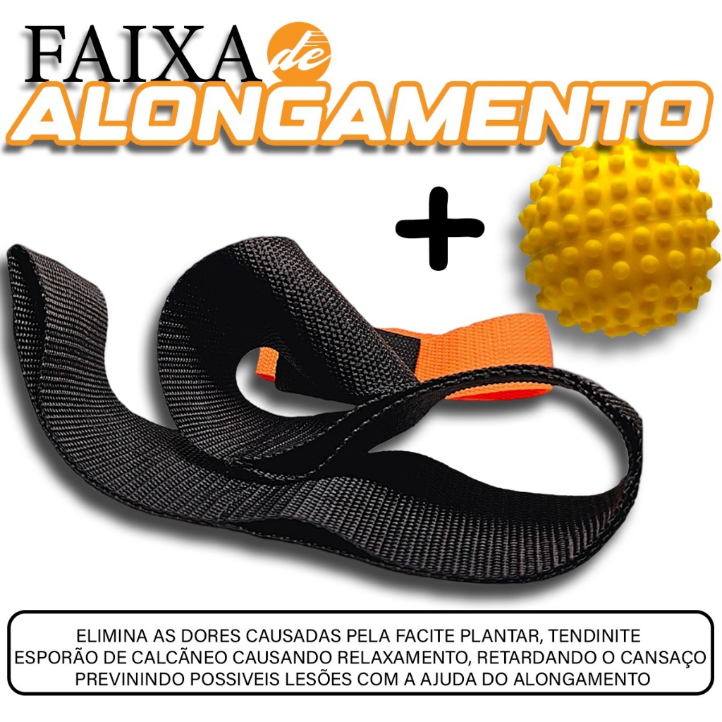 Imagem Kit Completo Faixa de Alongamento + Bola de Massagem Pilates Yoga