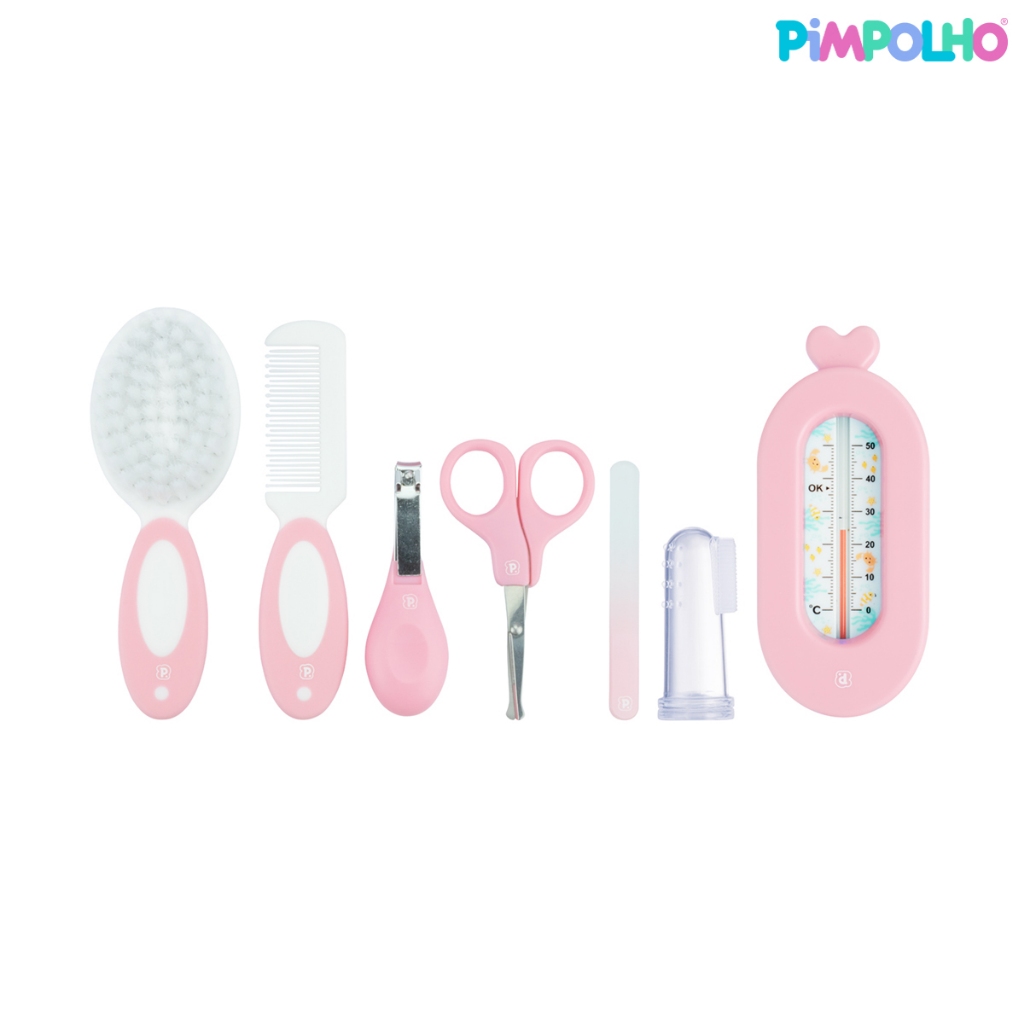 Kit Higiene Cuidados Saúde Bebê 7 Pçs C Termômetro Pimpolho