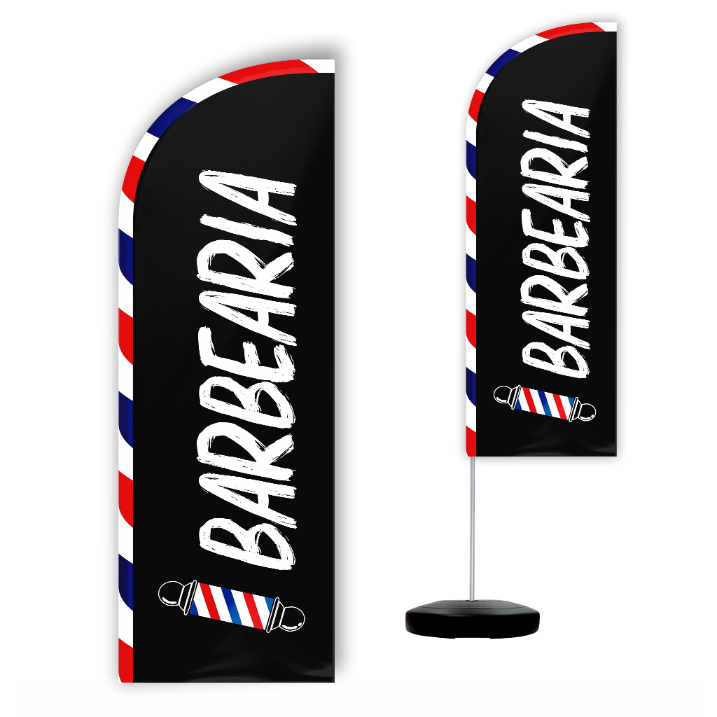 Wind Banner Completo 2,10m Barbearia M5 em Oferta na Shopee