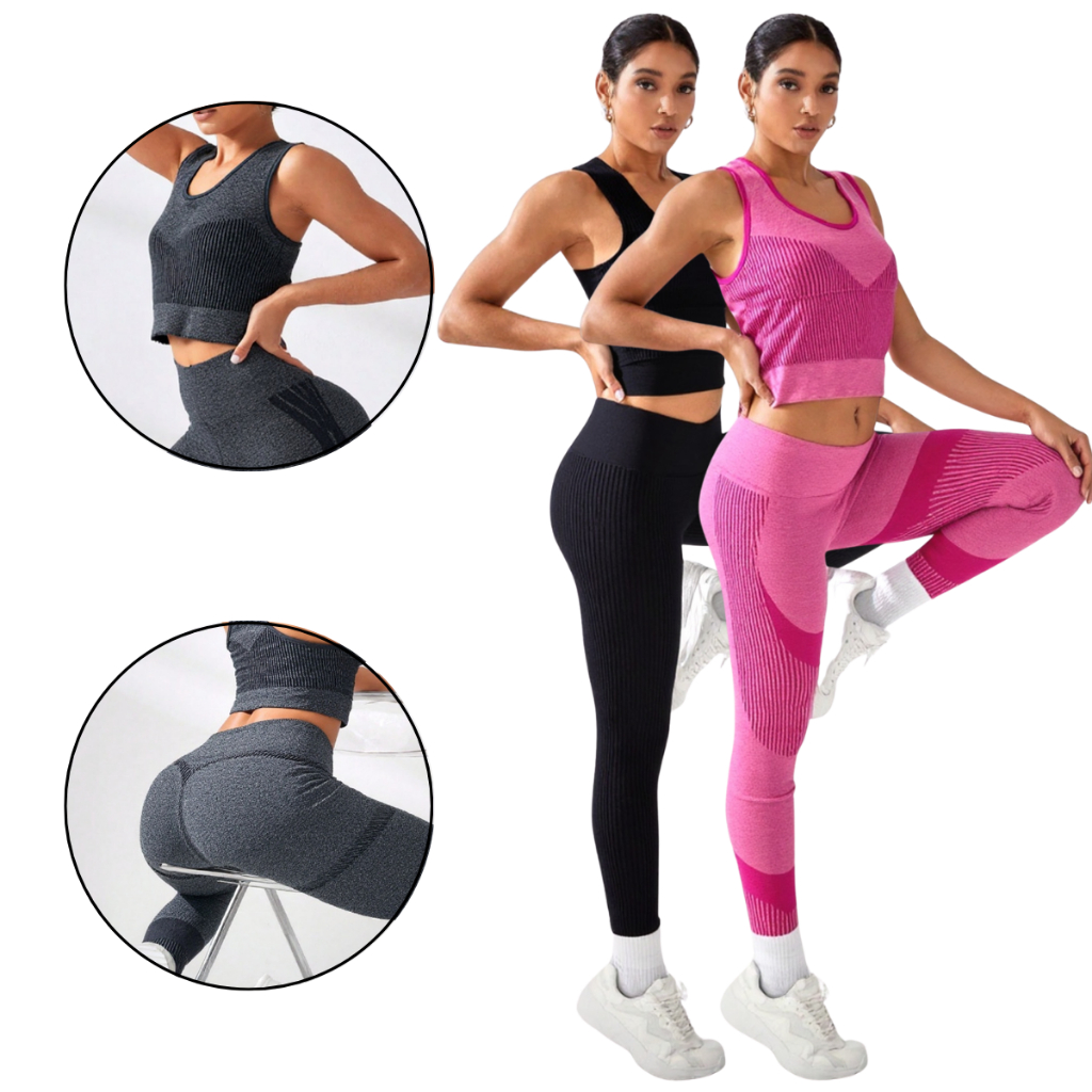 Kit Conjunto Academia Calça Legging e Top Fitness Básico Diversas Cores em Oferta na Shopee