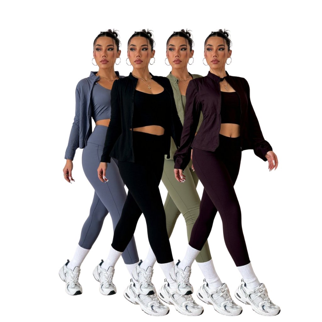 Conjunto Kit Academia Caminhada Calça Top Jaqueta de Ginástica Look Fitness em Oferta na Shopee