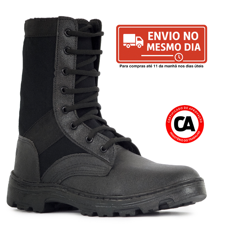 Coturno Militar Profissional Tático – Couro Legítimo com Certificado CA em Oferta na Shopee