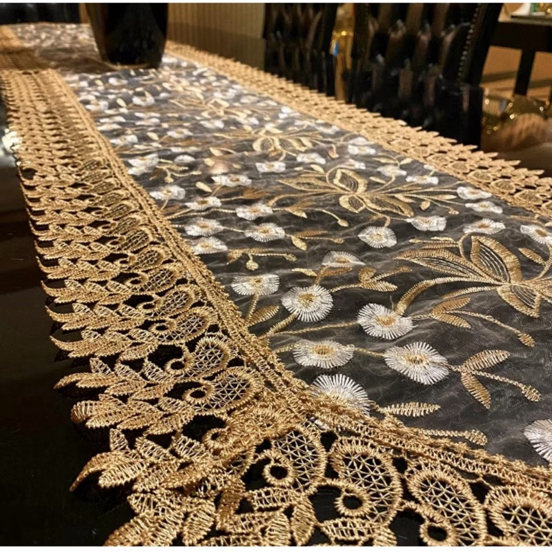 Caminho de Mesa Bordado Guipir 0.40x 1.80m Toalha Centro de Mesa com Bico Retangular em Oferta na Shopee