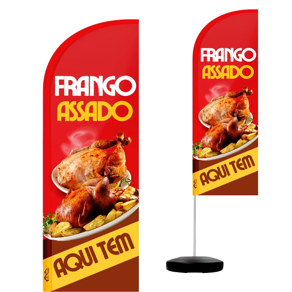 Wind Banner Completo 2,10m Frango Assado M2 em Oferta na Shopee