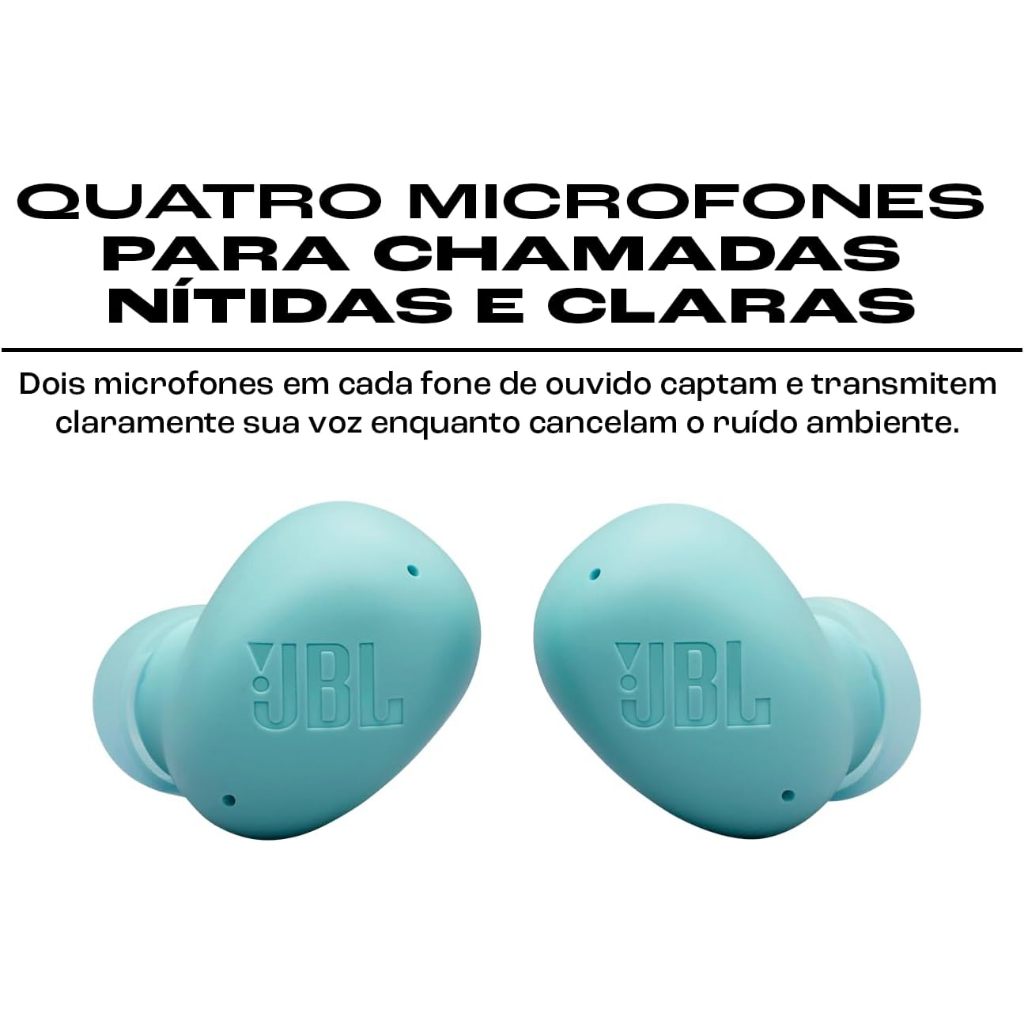 Detalhes do JBL Fone De Ouvido Bluetooth Sem Fio Wave Buds 2 Azul com Cancelamento de Ruido Jblwbuds2blk