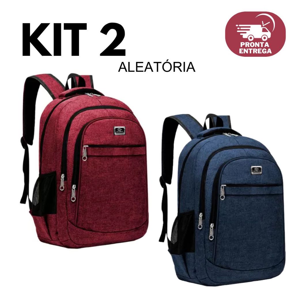 Kit 2 Mochilas Masculina Feminina Universitaria Resistente Estilosa Moda Grande Bolso para Notebook
