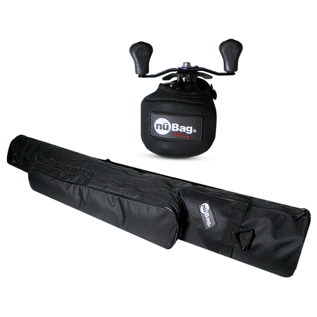 Kit Pesca Capa Protetora Porta Carretilha Perfil + Capa Porta Vara Resistente com Zíper Grosso Preto