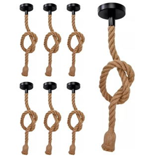 Kit 7x Pendente Luminária Rústico Corda Sisal Retrô Vintage E27 1 Metro em Oferta na Shopee
