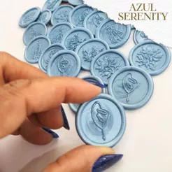 Lacre de Cera Azul Serenity para Convite de Casamento