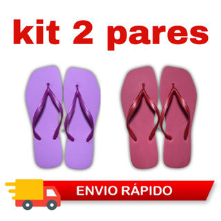 Kit 2 Pares Chinelo Borracha | Sandálias Femininas | Diversas Cores | Envio Imediato em Oferta na Shopee