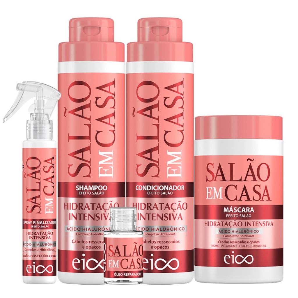 Eico Salão Em Casa Hidratação Intensiva Shampoo Condicionador Máscara 1kg Leavein Óleo - Beauty