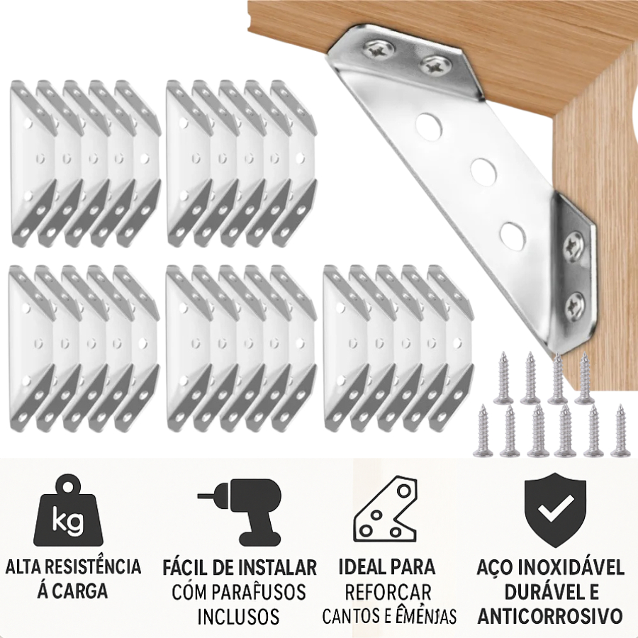 20 Conector De Canto De Aço Inoxidável Móveis Parafusos Frame Suporte Mesa e Cadeira em Oferta na Shopee