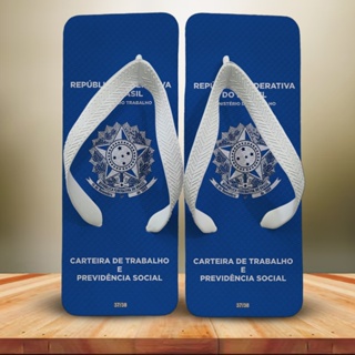 Chinelo Quadrado CLT Carteira de Trabalho Azul Masculino Engraçado Confortável Sandália Estilosa em Oferta na Shopee