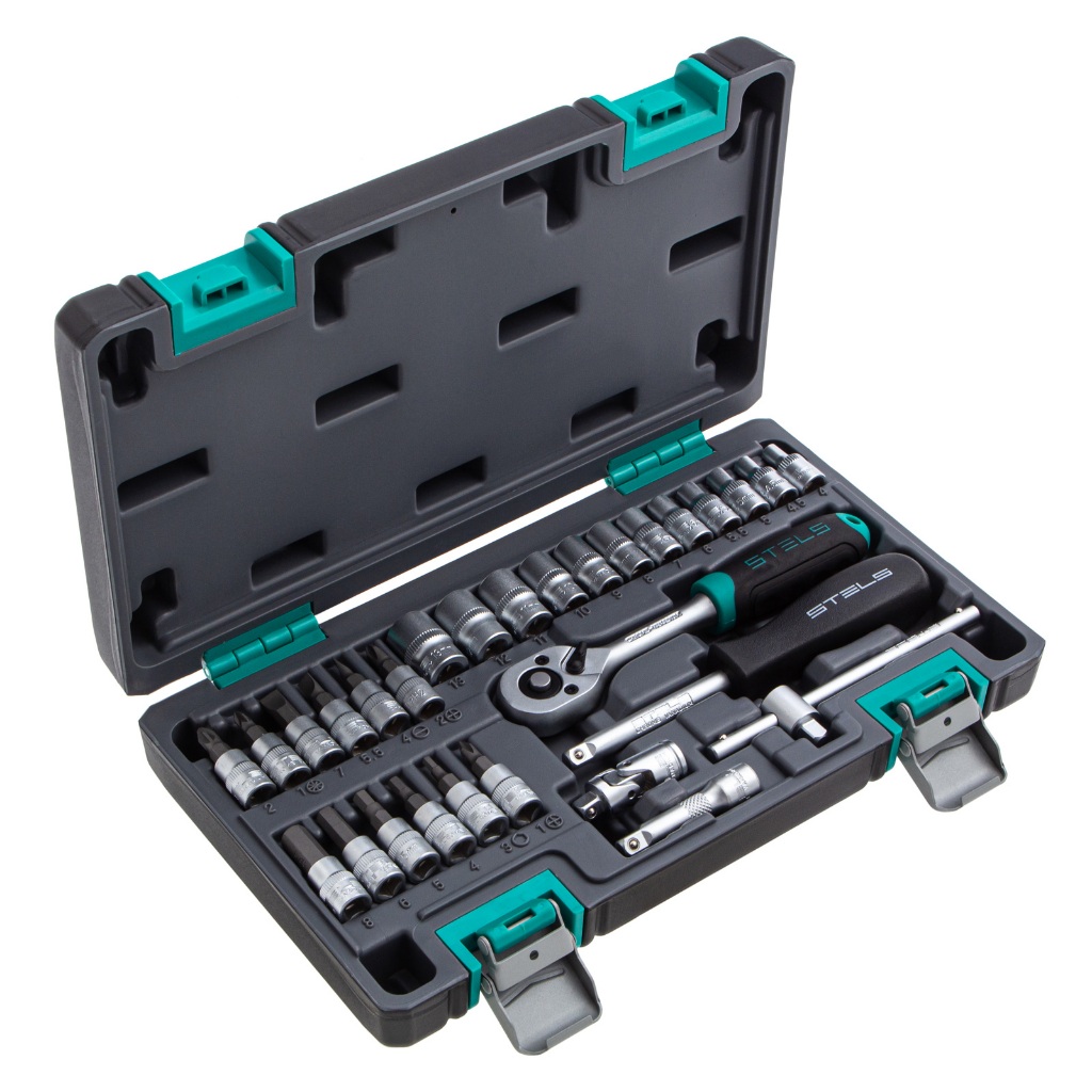 Jogo de Soquetes e Bits 1/4" Stels 29 Peças Philips Pozidriv Fenda Allen em Oferta na Shopee