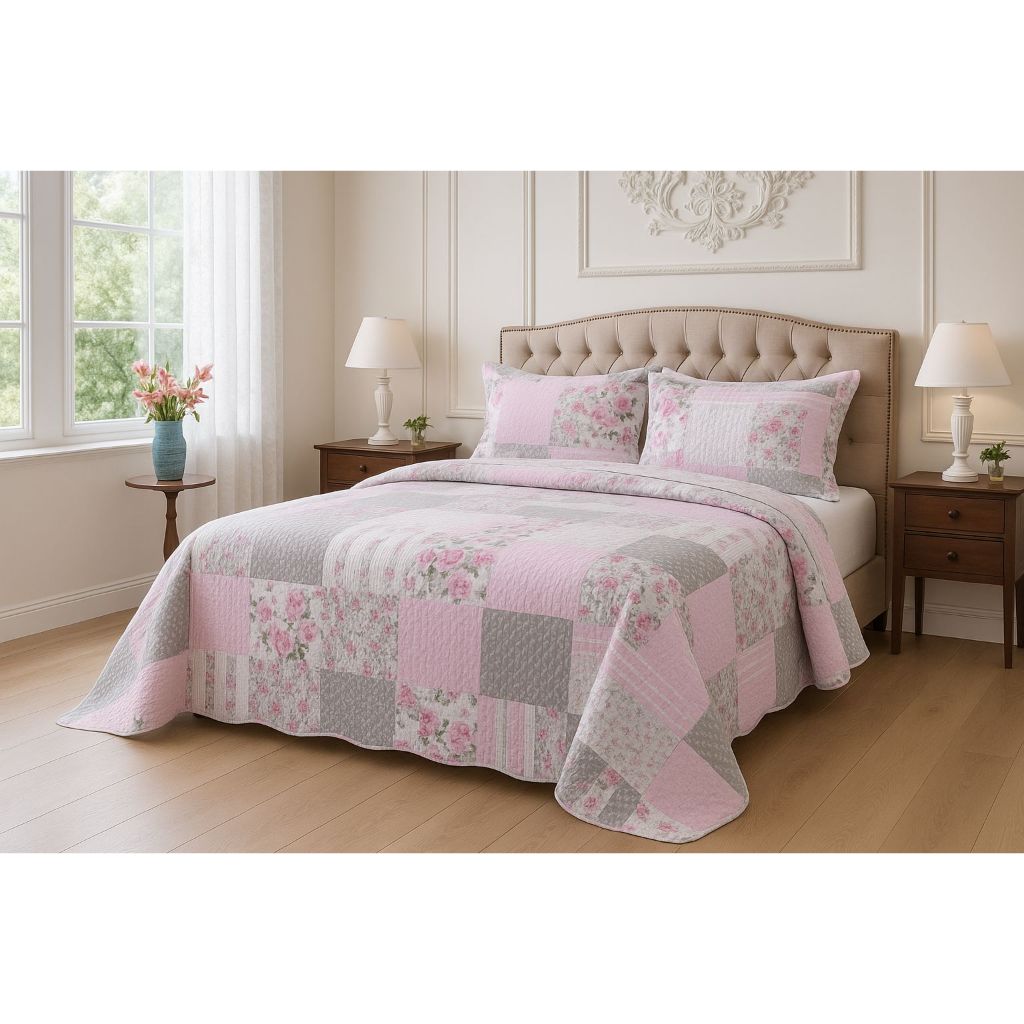 Cobre Leito Casal Dupla Face Com 3 Peças Kit Cobre Leito Colcha Casal Dupla Face