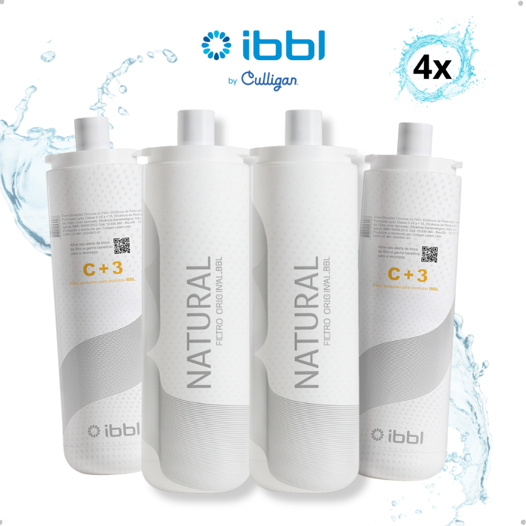 Kit 4 Refil Filtro IBBL Natural C+3 Original E-due, Vivax, FR600, Due, Purepress Purificador Água