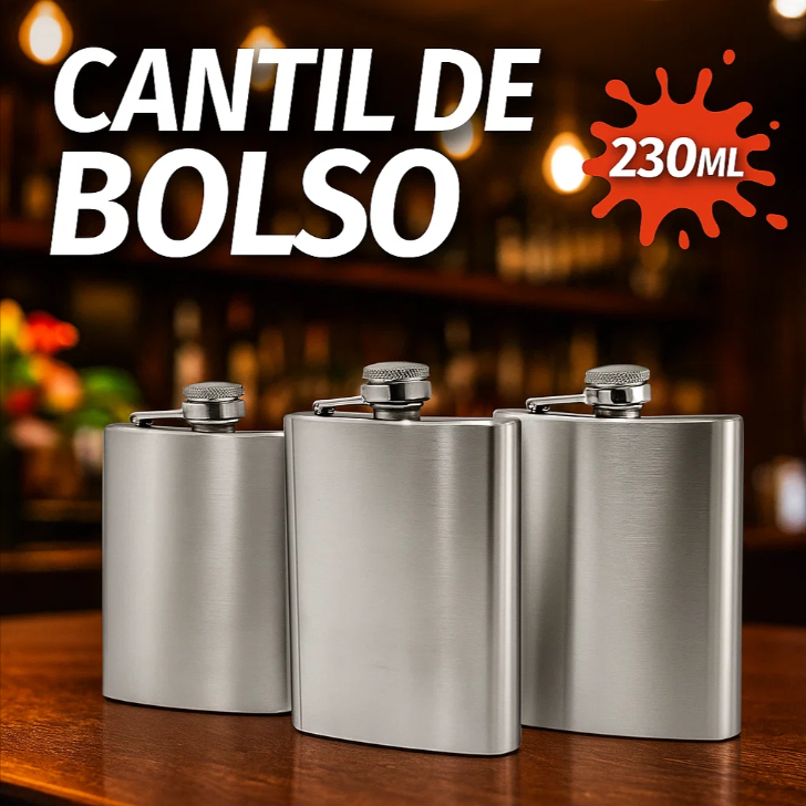 KIT 2 Cantil de bolso em aço inox 8 oz Porta Bebidas Whisky Vodka Rum 230ML