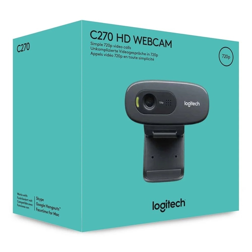 Webcam HD Logitech C270 com Microfone Embutido e 3 MP para Chamadas e Gravações em Vídeo Widescreen
