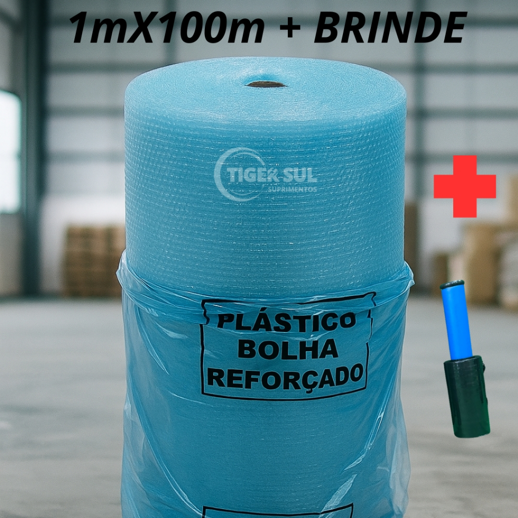Plástico Bolha 1x100m Reforçado 35 Micras + Brinde | Proteção Profissional p/ Envio Seguro em Oferta na Shopee