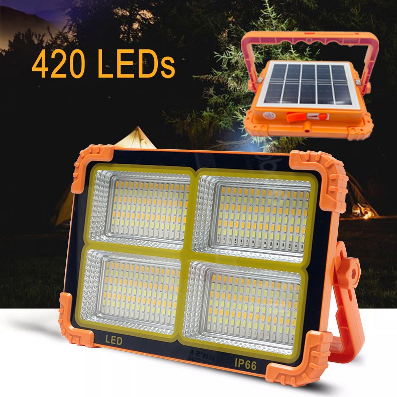 Refletor Solar LED 500W - 420 LEDs Proteção IP65 Resistente à Chuva para Jardim Camping Iluminação