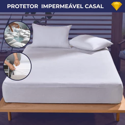 Protetor De Colchão Impermeável Casal Protec Com Elástico Silencioso Não Esquenta Antialérgico Antiácaro Resistente
