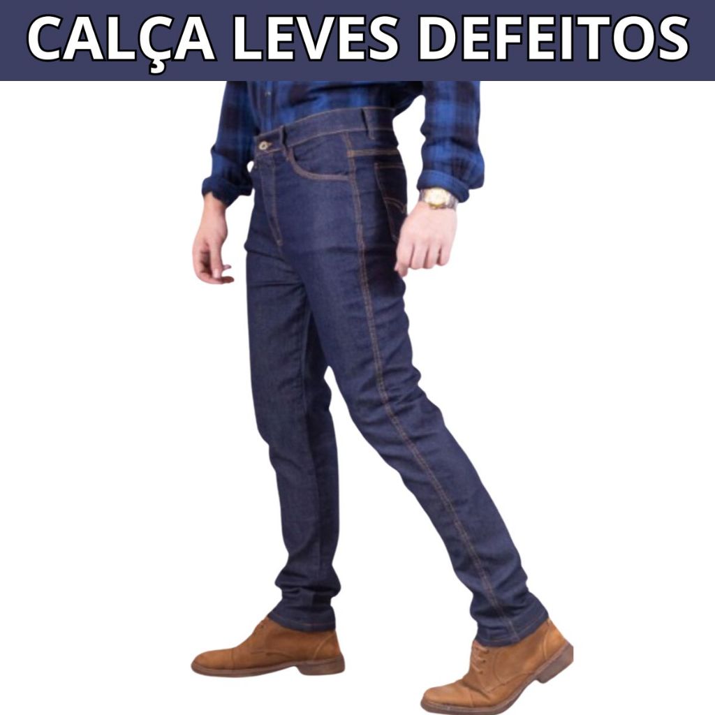 Calça Jeans Com Elastano Barata Direto da Fábrica Com Pequenos e Leves Defeitos LD em Oferta na Shopee