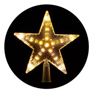 Estrela Ponteira Com Led 18cm/Fio 195cm Enfeite Árvore De Natal Bivolt(110V-220V)