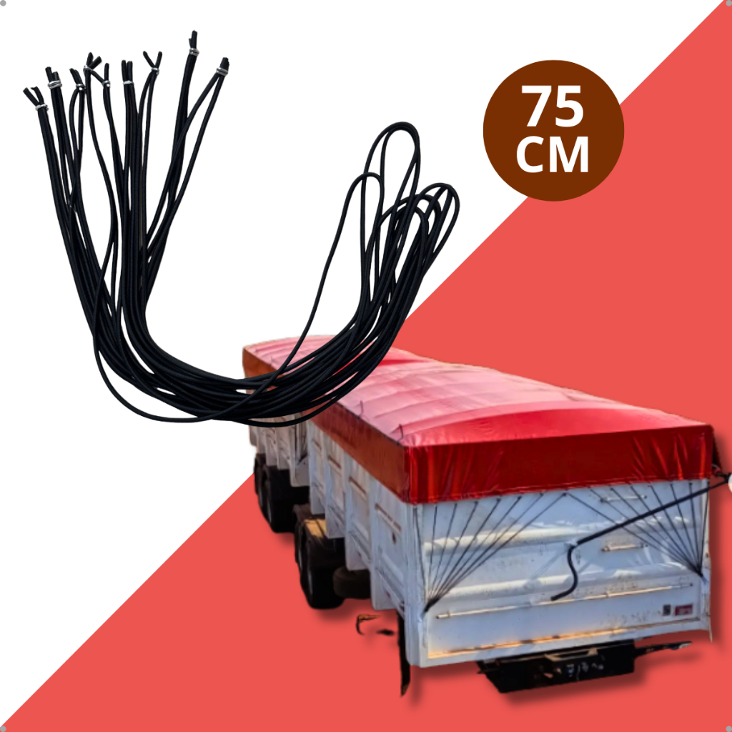 10 Elástico Corda 75cm Lona Caminhão/Caçambão/Piscina/Camping/Moto Sem Gancho em Oferta na Shopee
