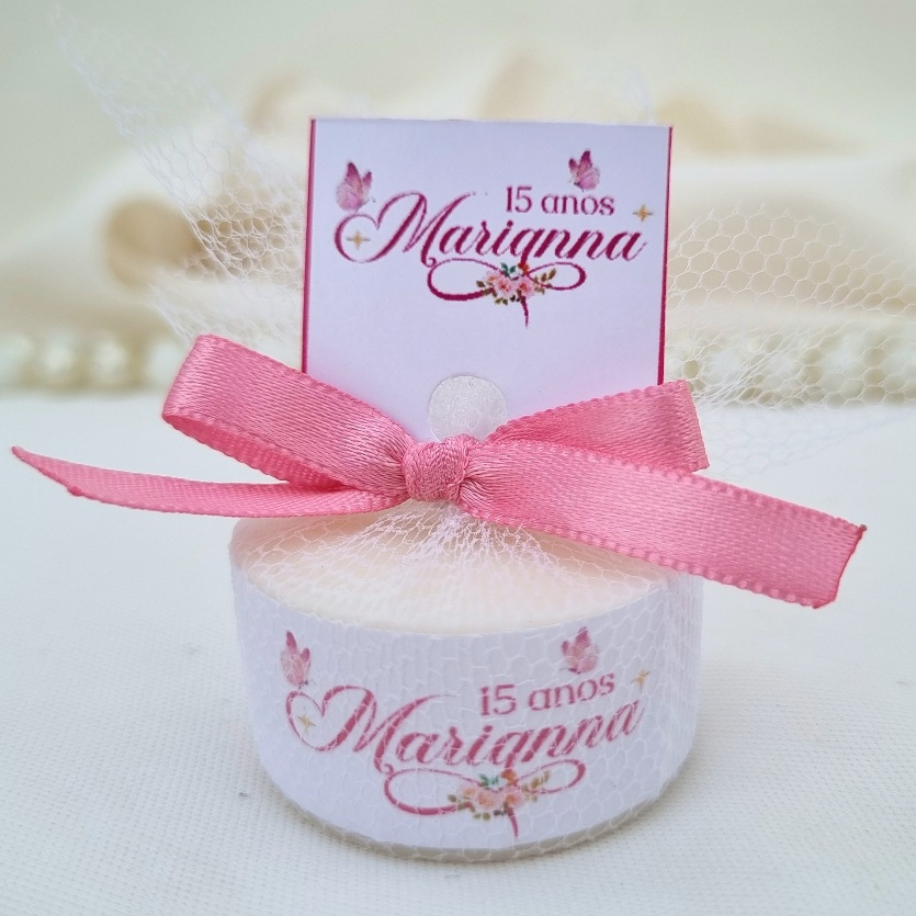 Mini Vela Aromática Personalizada 15g – Lembrancinha Festa de 15 Anos | Aniversário de 15 anos