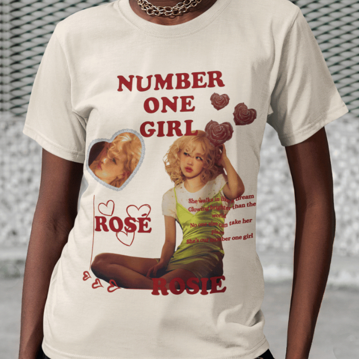 Camiseta Kpop Rosé Álbum Rosie Number One Girl Moda Vintage 100% Algodão Blusa Casual Cantora Kpop
