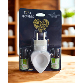 Kit Aromático: Difusor Elétrico Coração (Bivolt) + 2 Essências 10ml – Escolha o Aroma em Oferta na Shopee