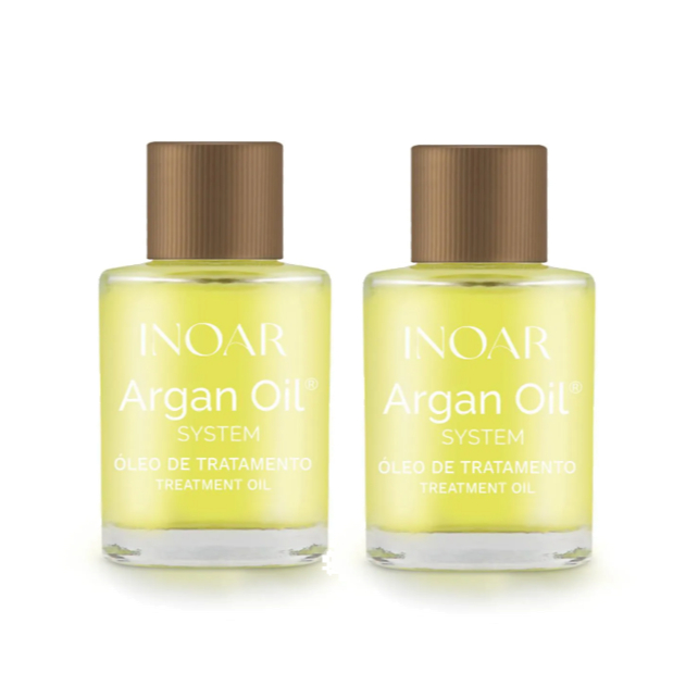Inoar Argan Oil System Kit 2 Unidades Óleo de Argan Tratamento Capilar 7ml Condicionante Sem Enxágue