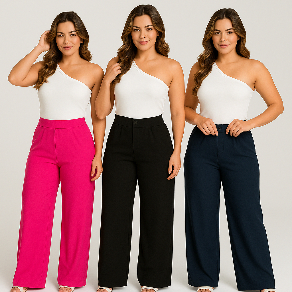 Calça Pantalona Canelada Wide Leg Caimento Perfeito - Tecido Ribana Canelada, Toque Leve e Macio em Oferta na Shopee