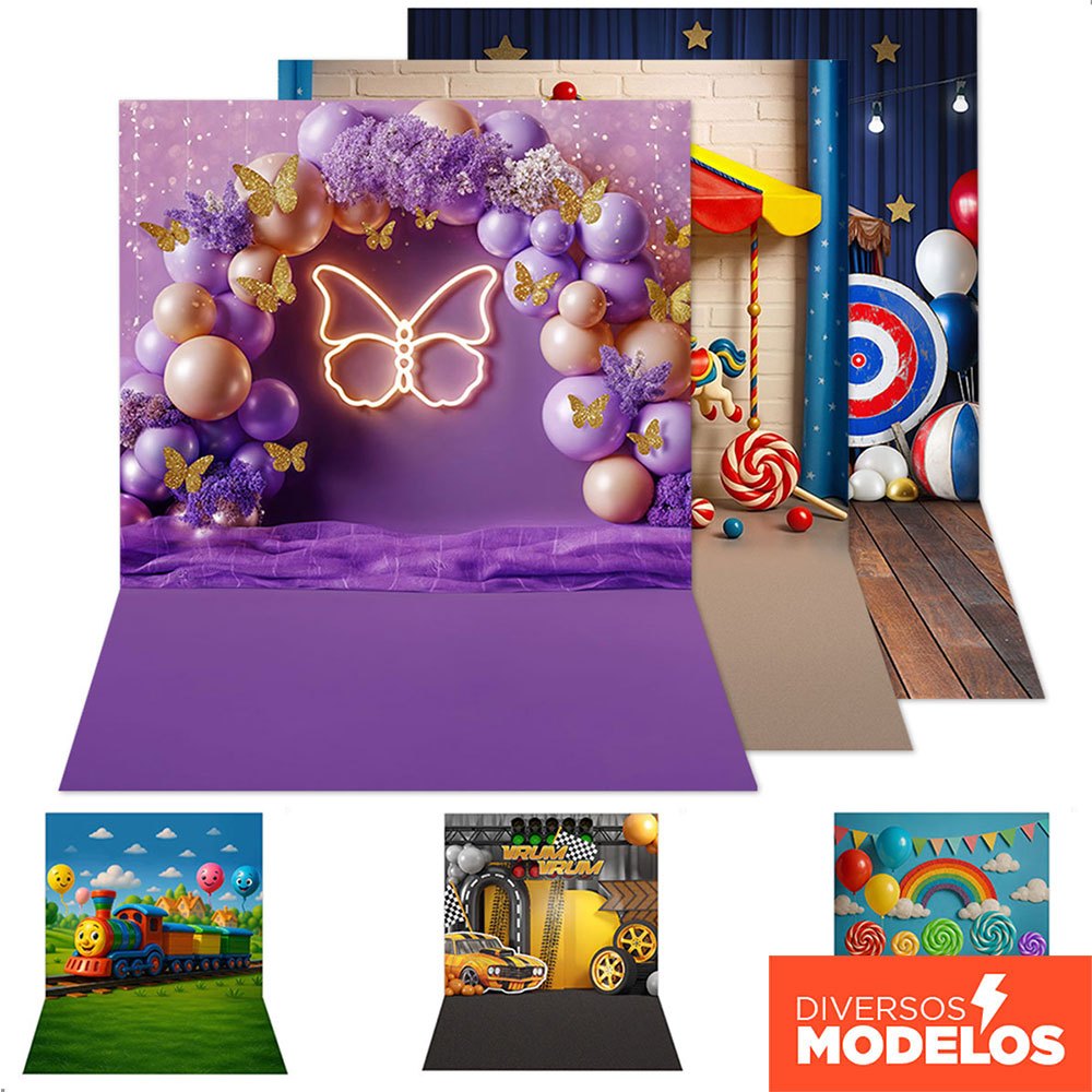 Fundo Fotográfico Infantil Cenário para Fotos 1,20x170m Painel Tecido Sublimado - Diversos Modelos