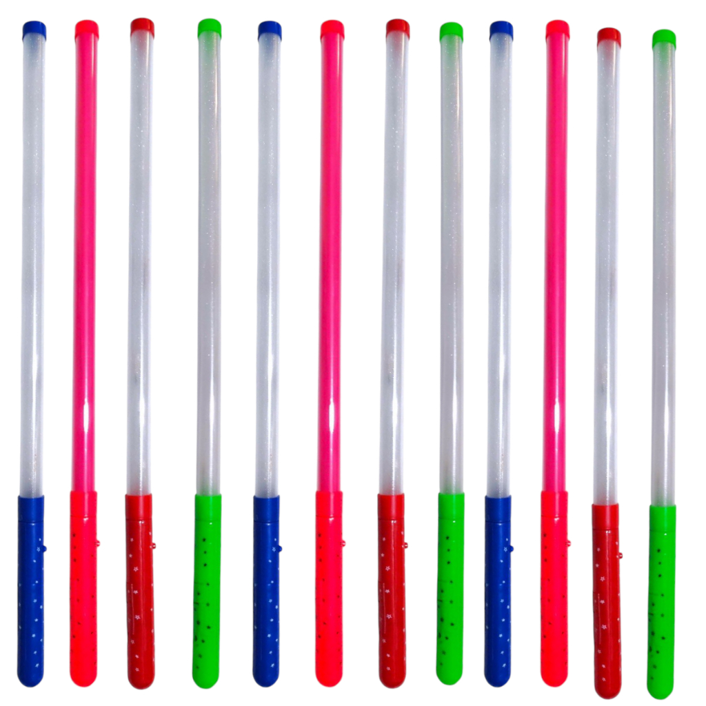 Kit 12 Bastão Luminoso com 45 cm Comprimento com Led para Festa Balada Bastão para Algodão Doce