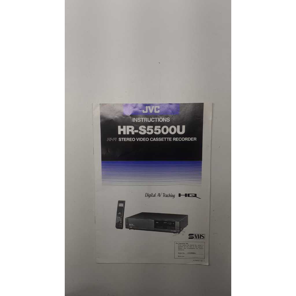 Livreto De Instruções Jvc Hr S5500u Vídeo Cassete Digital Espanhol 19425